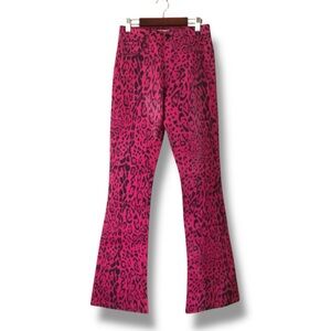 L'Agence Selma Hot Pink Cheetah Coated Jeans Bootcut NWOT Size 25